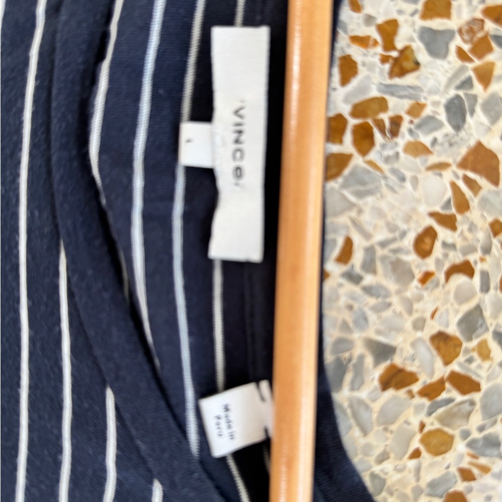 Vince Navy and White Striped Long Sleeve Top - Picture 3 of 3